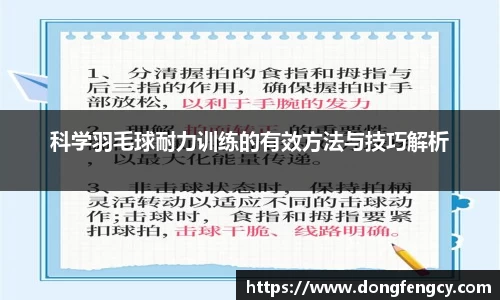 科学羽毛球耐力训练的有效方法与技巧解析